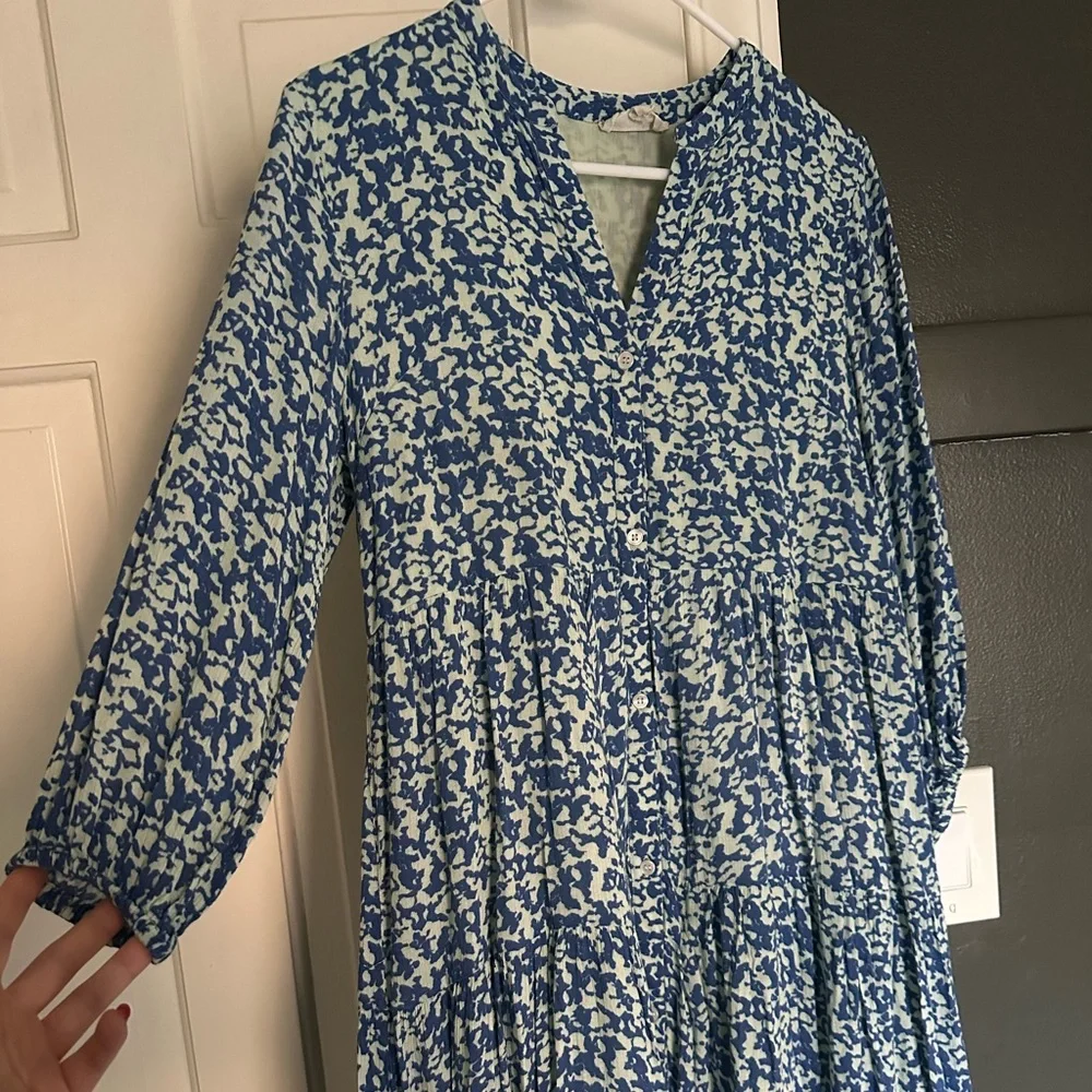 Anthropologie Celina Moon Tiered Midi Dress V-Neck 3/4 Sleeve Boho Cottagecore